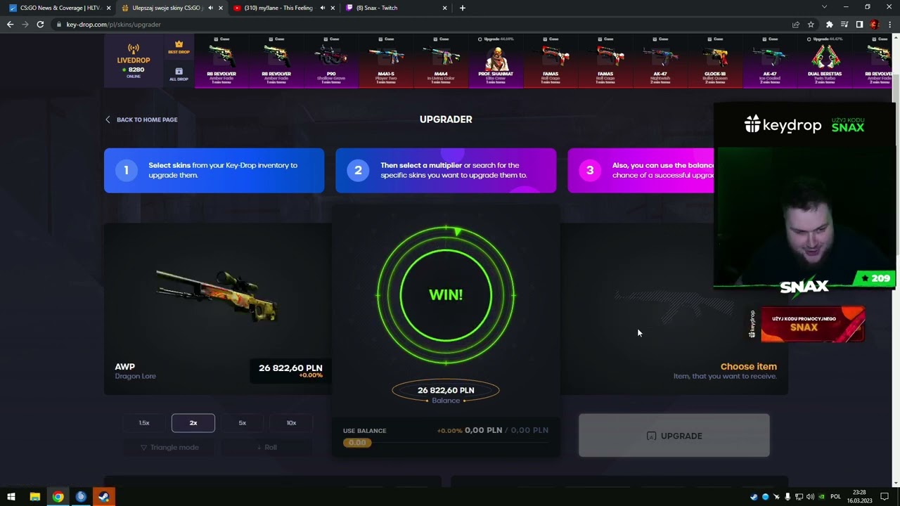SNAX robi na KeyDrop 157k na 6.40%