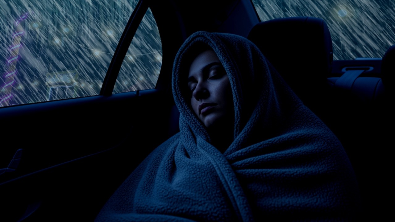 Thunder Rain Sound in Car | Powerful Rain and Thunder for Sleep, Relax and Calm Mind