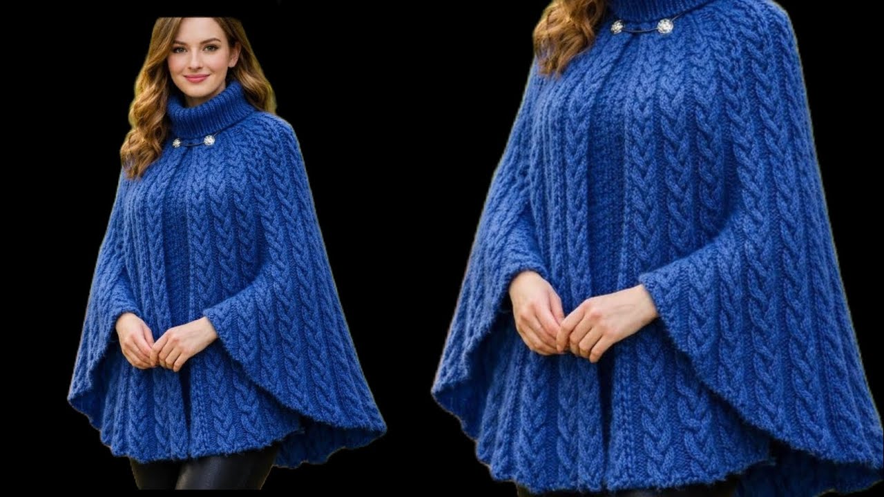 Elegant ladies cape shawl knitting design 