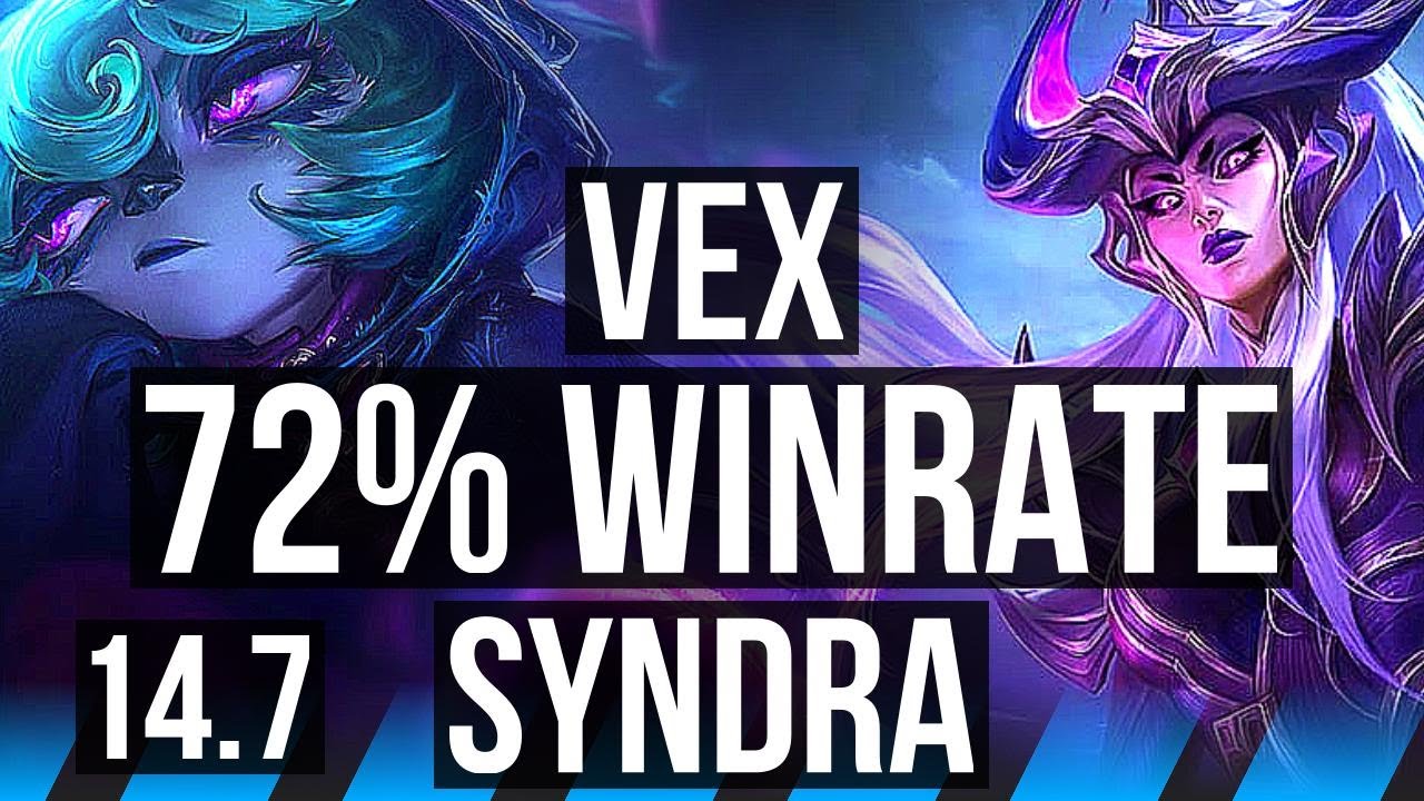 VEX vs SYNDRA (MID) | 72% winrate, 13/2/8, Legendary, 5k comeback | KR Challenger | 14.7
