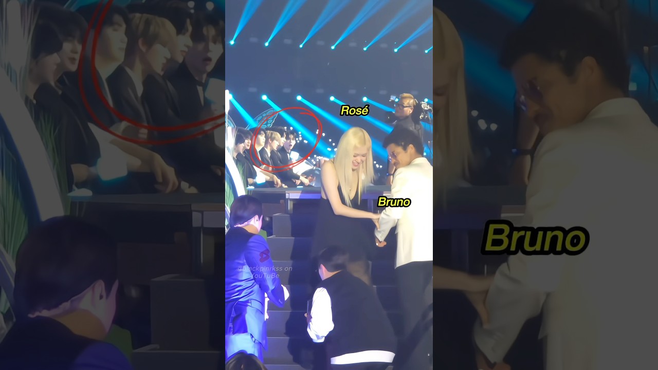 K-pop idols' reactions when seeing Ros&eacute; & Bruno in real life!! 🤣 #blackpink #ros&eacute;