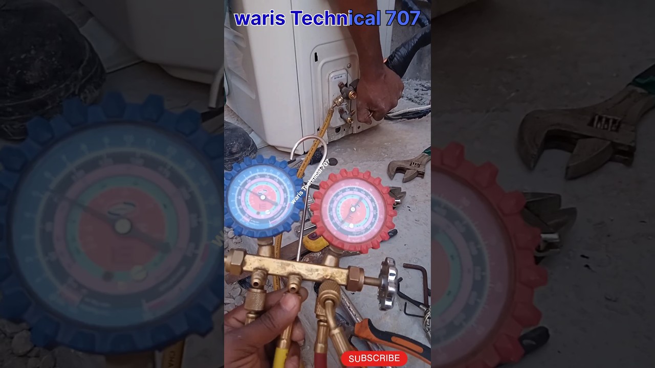 split ac gas charging R410a|| split ac gas charging R410a#shot #short #shorts