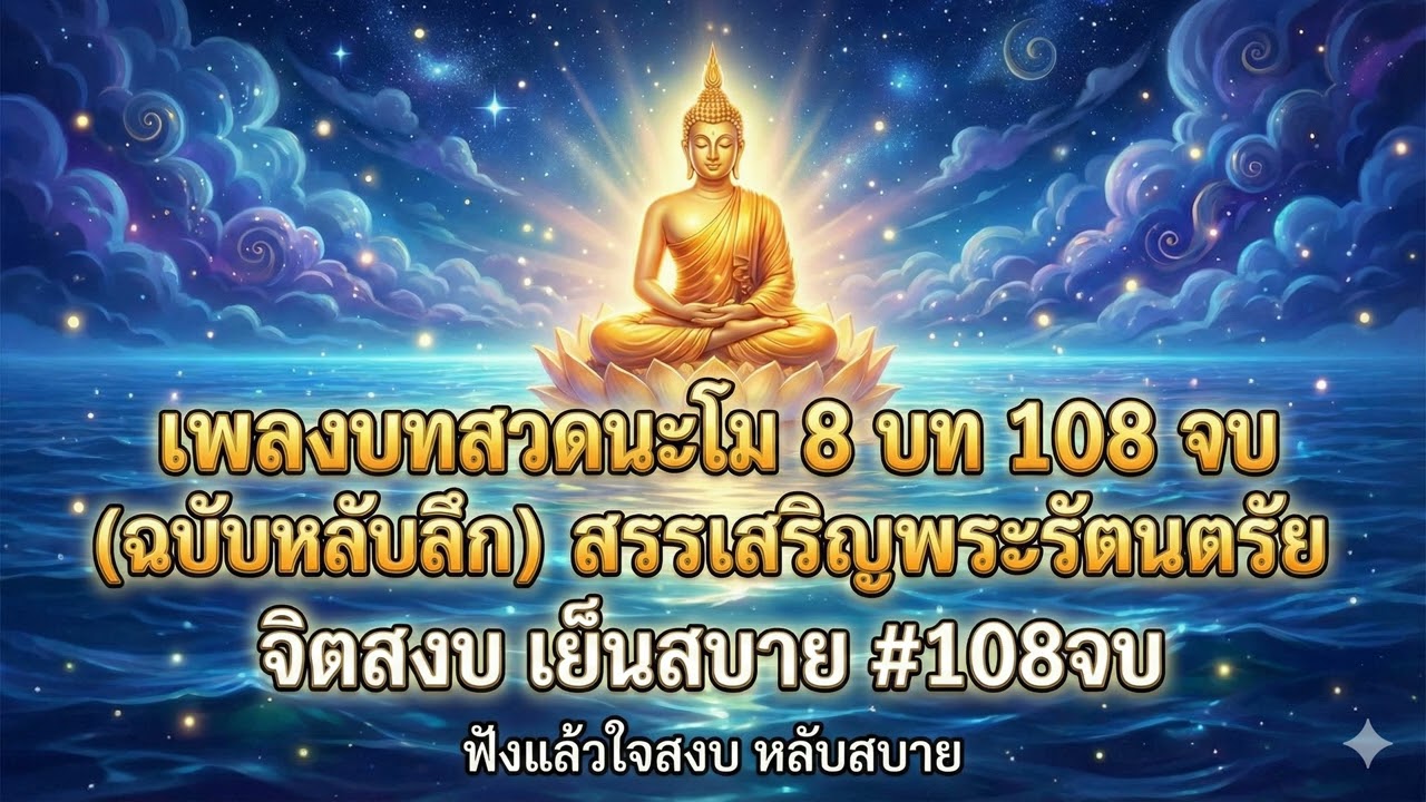 เพลงบทสวดนะโม 8 บท 108 จบ (ฉบับหลับลึก) สรรเสริญพระรัตนตรัย จิตสงบ เย็นสบาย #108จบ