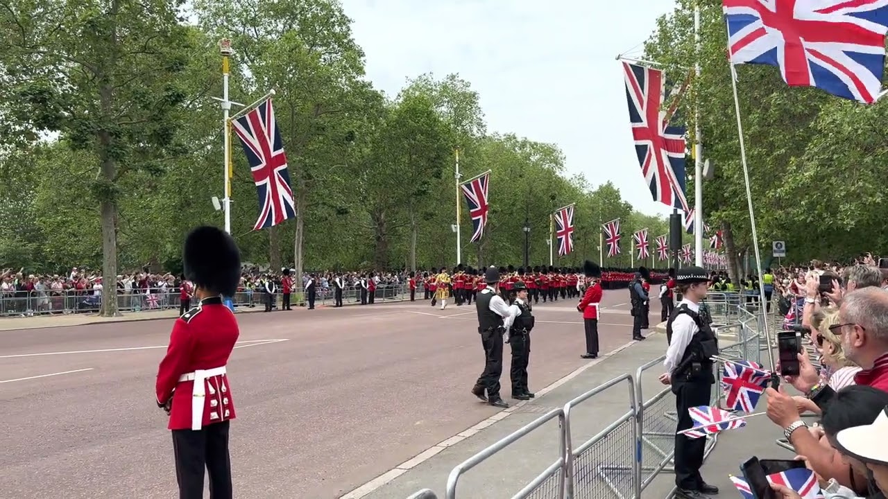 HISTORIC-Trooping The Colour - Household Division - marching & playing on their way to Horse Guards