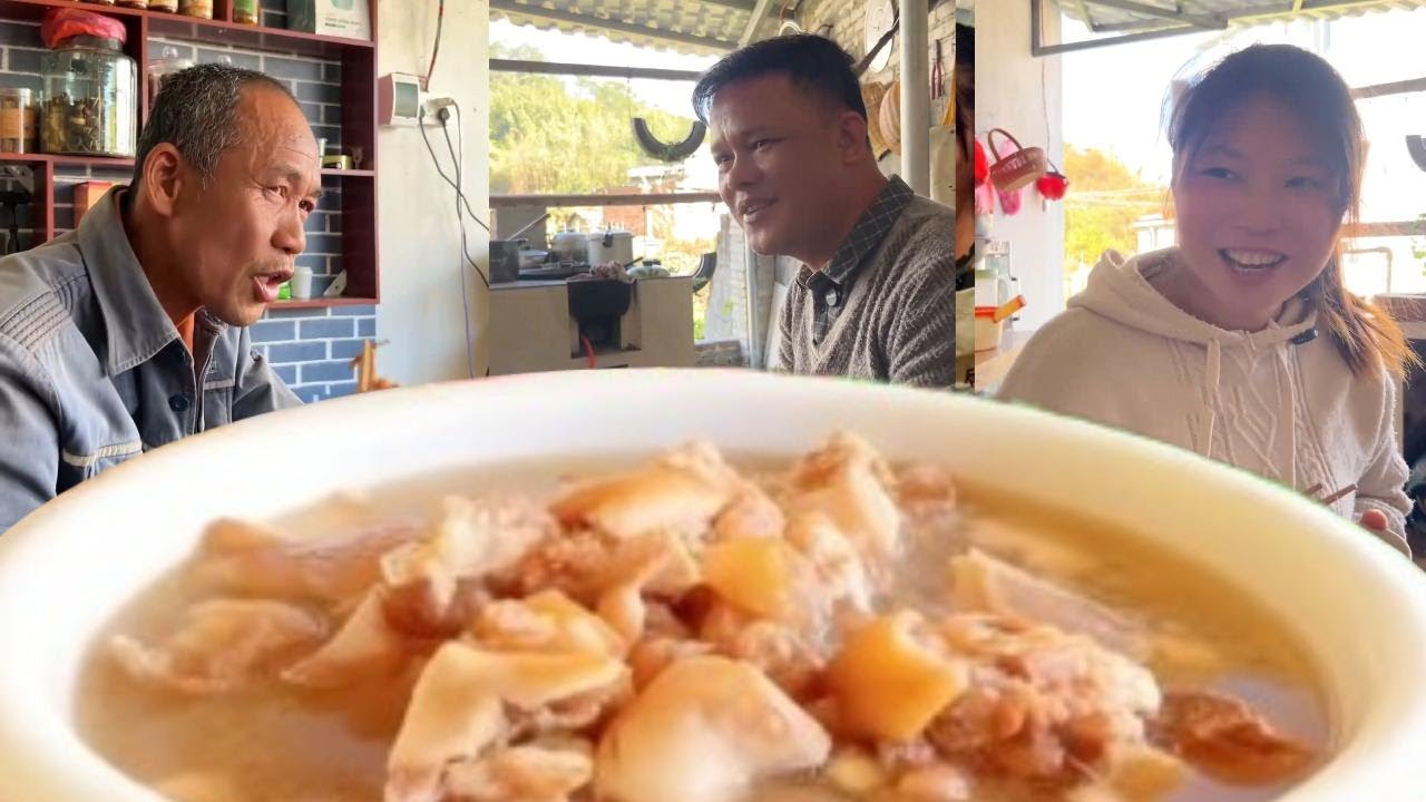 今天接四叔过来一起住，给四叔做了花生煲猪脚，给他好好补补！#我的乡村生活 #夫妻 #三农