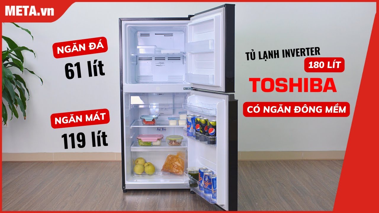 Toshiba inverter GR-B22VU-UKG: Tủ lạnh 2 cánh 180 lít, Ngăn đông mềm, Giá chưa đến 5 triệu | META.vn