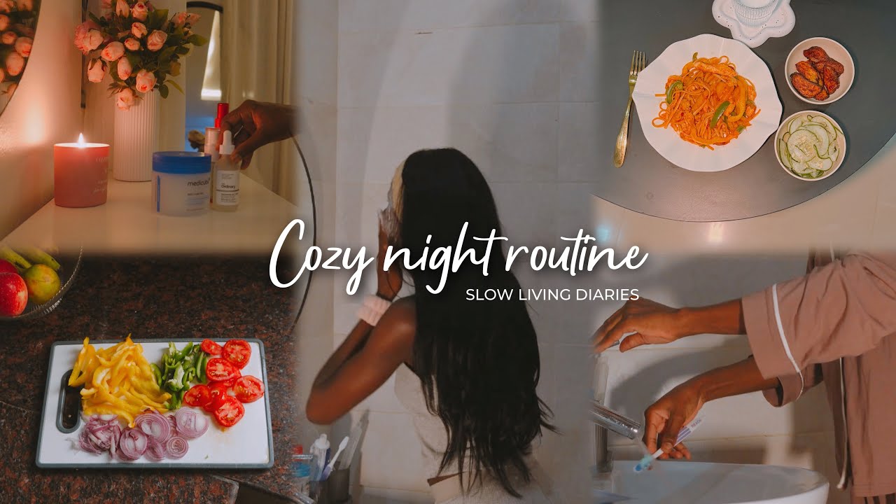 A Slow cozy night routine | living Alone |grocery shopping,cooking | Slow living