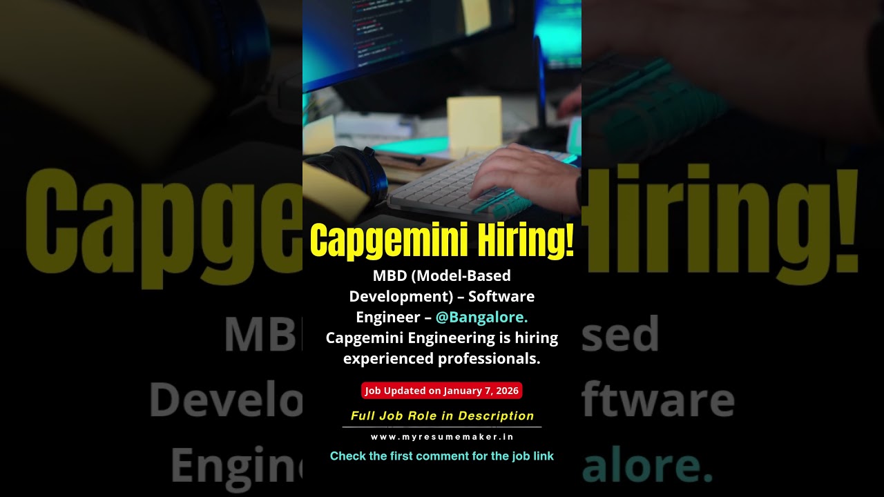 Capgemini Engineering hiring MBD Software Engineers | Automotive AUTOSAR Job 