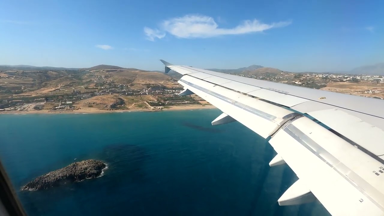 Aegean A320 | Beautiful coastline on approach and landing at Heraklion Nikos Kazantzakis (LGIR)