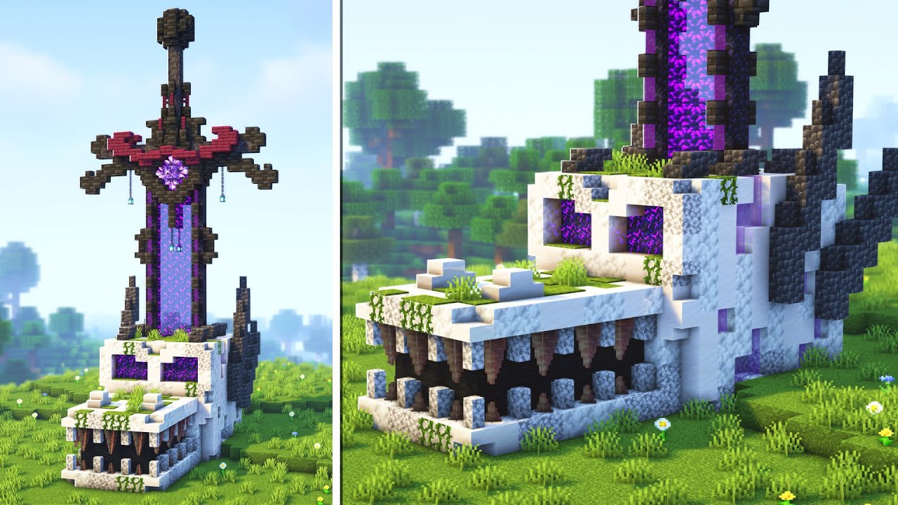 Minecraft | How to build a Dragon Skull Portal | Tutorial