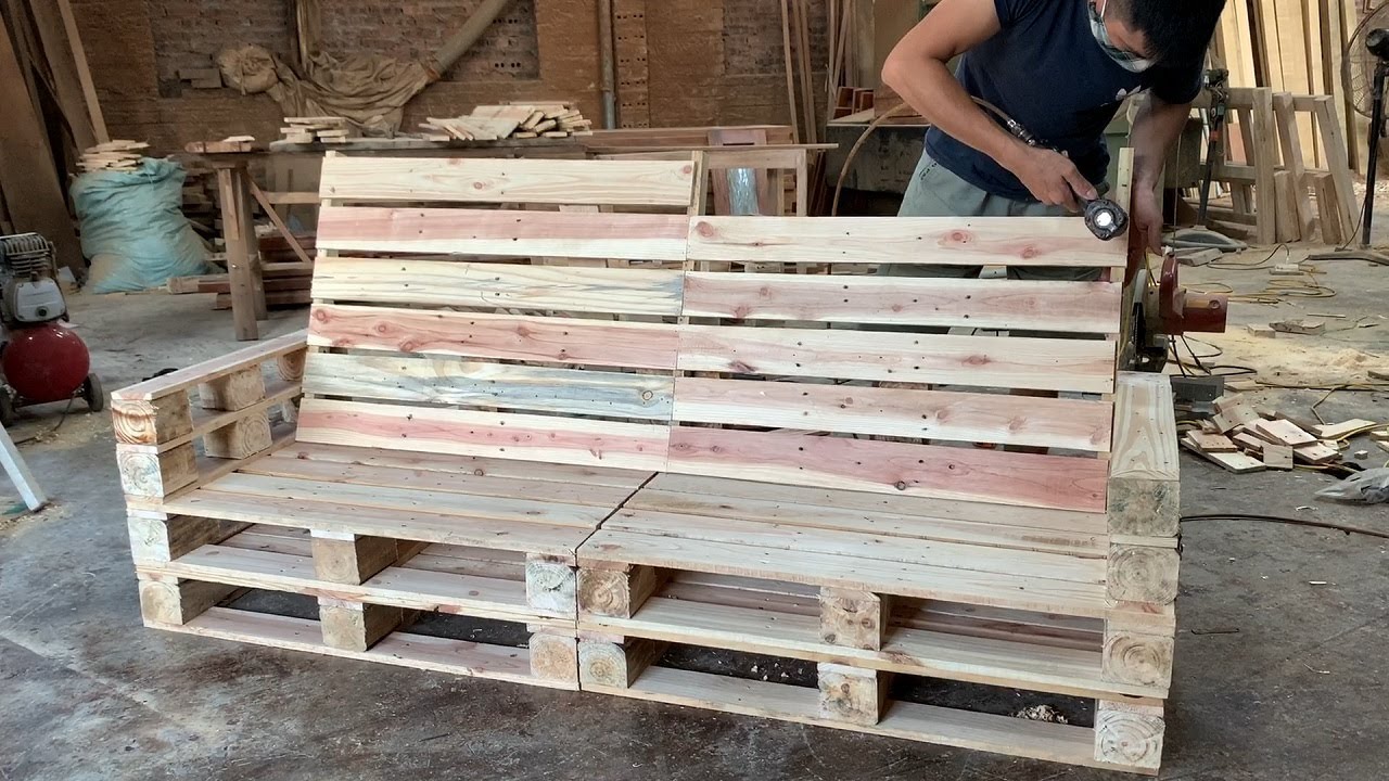 DIY // Modern garden wood processing project - Make Sofas Outdoor From Pallet Wood
