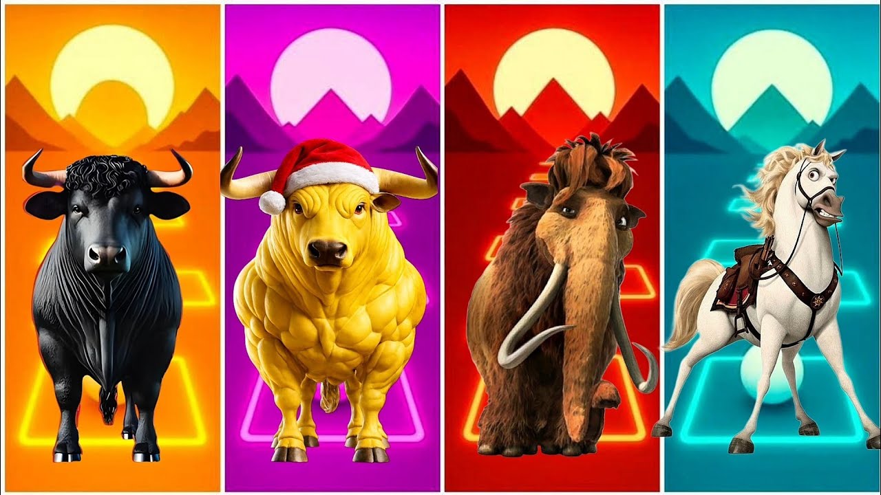 Funny Bull 🐂🆚 Funny Bull 🐃🆚 Funny Mamoth 🦣🆚 Funny Horse 🐎🆚 Tiles Hop EDM Rush