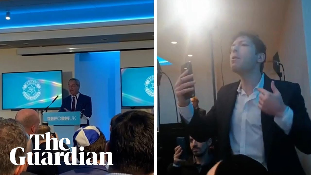 Activists interrupt Nigel Farage's speech at Reform UK's 'Jewish Alliance' launch