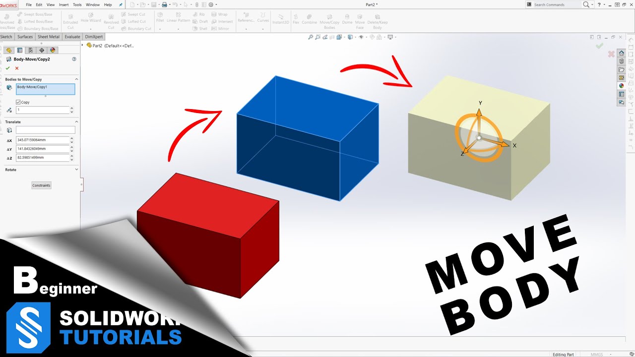 SolidWorks: как переместить или скопировать деталь (тело) менее чем за 5 минут с Райаном