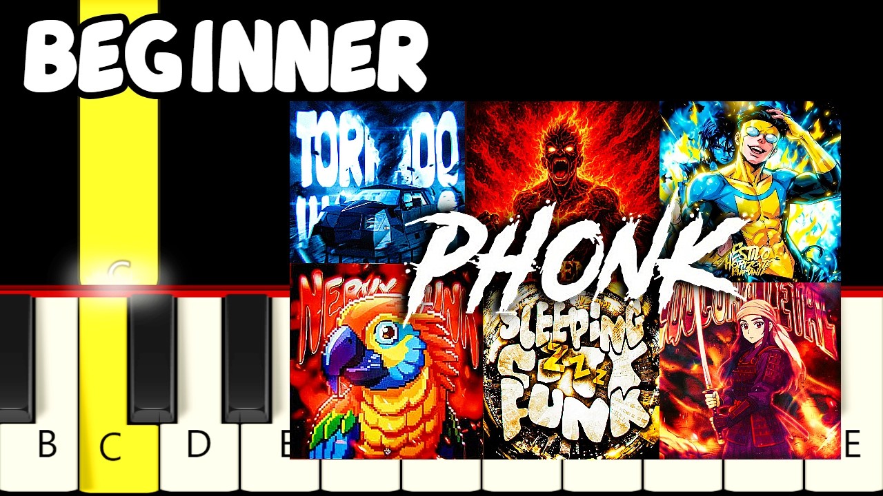 11 Famous Phonk Songs &ndash; Slow & Easy Piano Tutorial (Melody Only) &ndash; Beginner