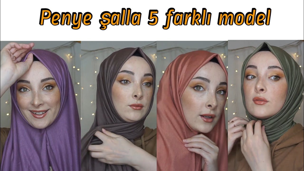 5 farklı penye şal modelii🧕🏻Şal bağlama