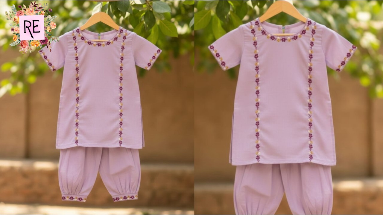 Hand embroidery baby dress,hand embroidery design on baby dress, #embroidery #fypyoutube