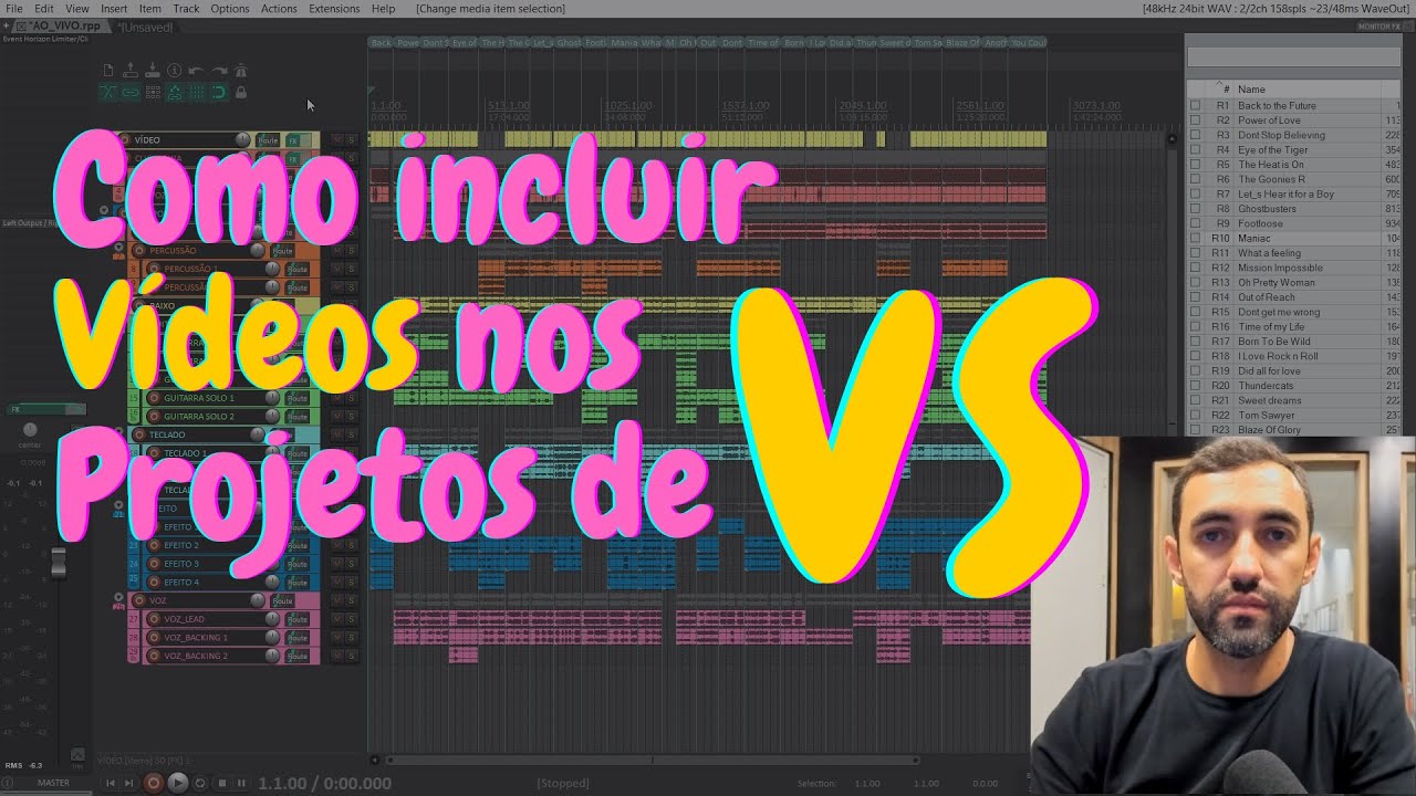 Como incluir vídeos em projeto de VS no Reaper