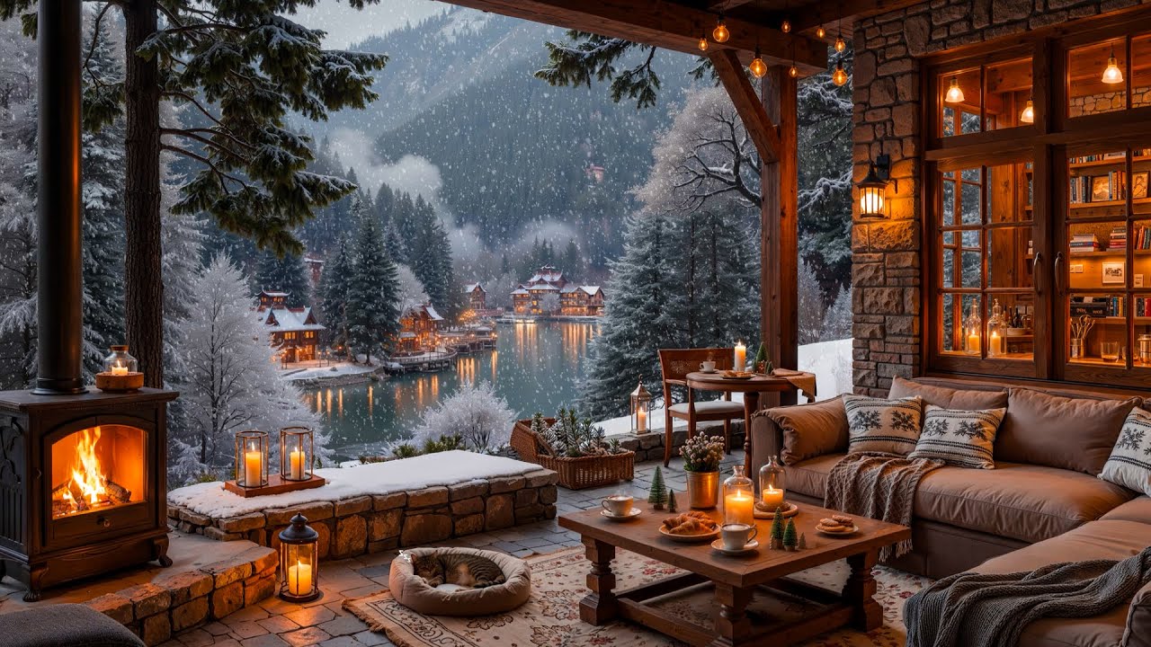 Winter Cafe Ambience with Warm Piano Jazz Music ⛄ Soft Jazz Background Music for Studying, Working