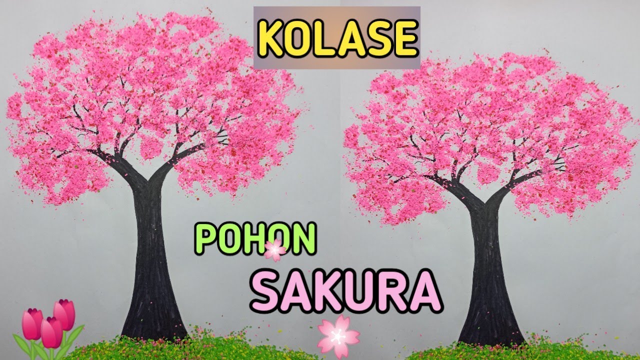 Trik Mudah membuat Kolase Pohon Sakura || how to make cherry blossom collage