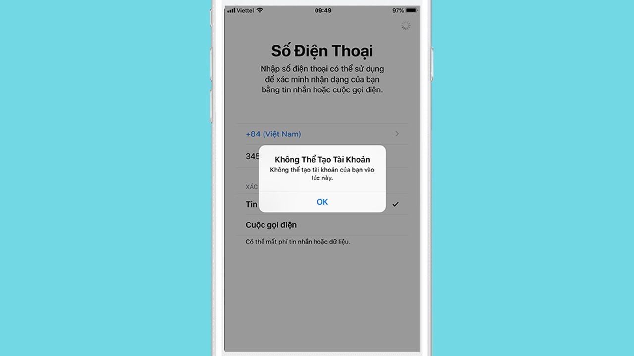 Khắc phục lỗi không thể tạo tài khoản của bạn vào lúc này khi tạo tài khoản iCloud