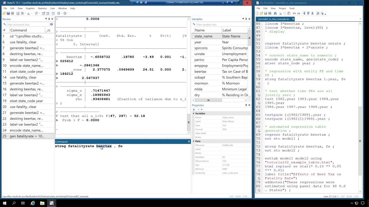 Stata 25   Panel data   entity fixed effects and no time fixed effects