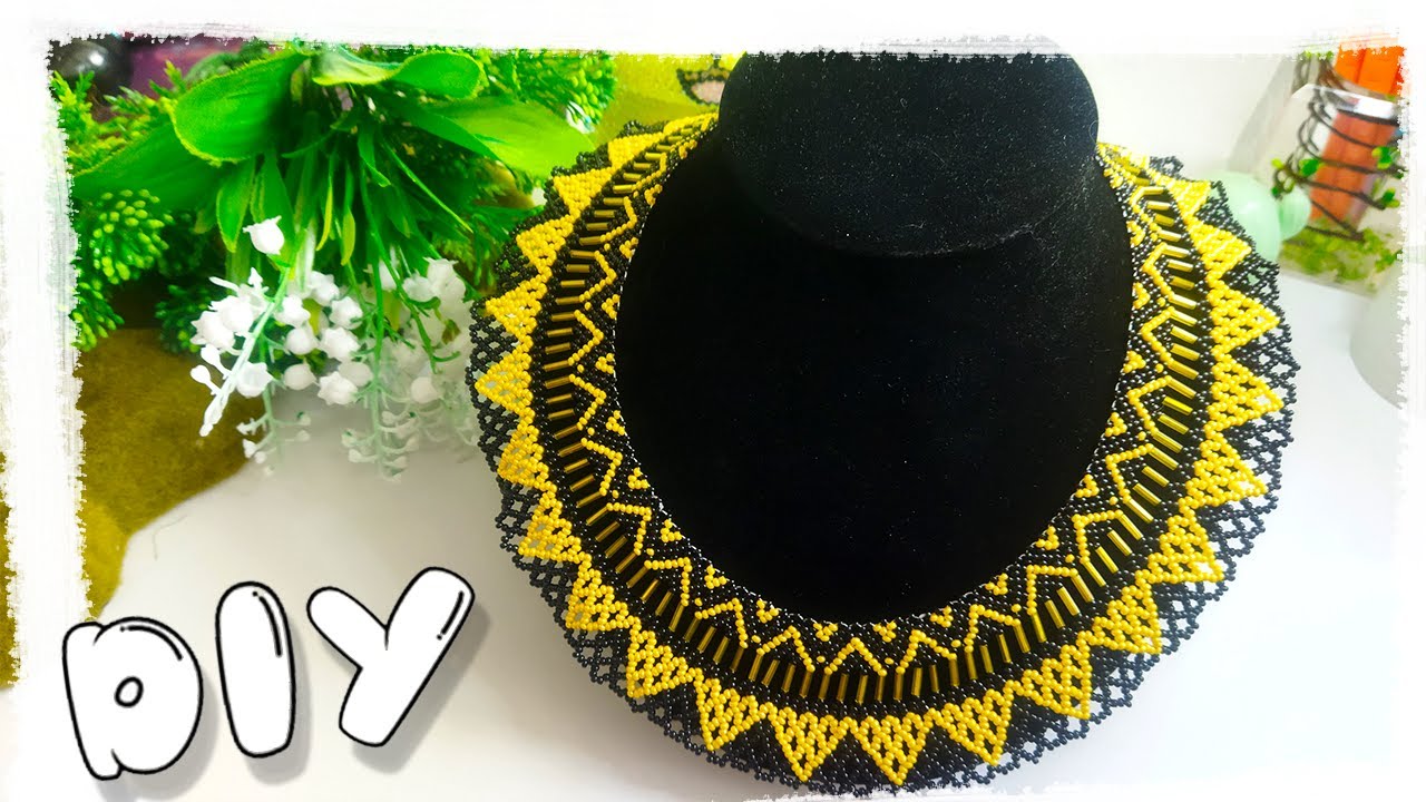 SIMPLE BLACK AND YELLOW BEADED NECKLACE