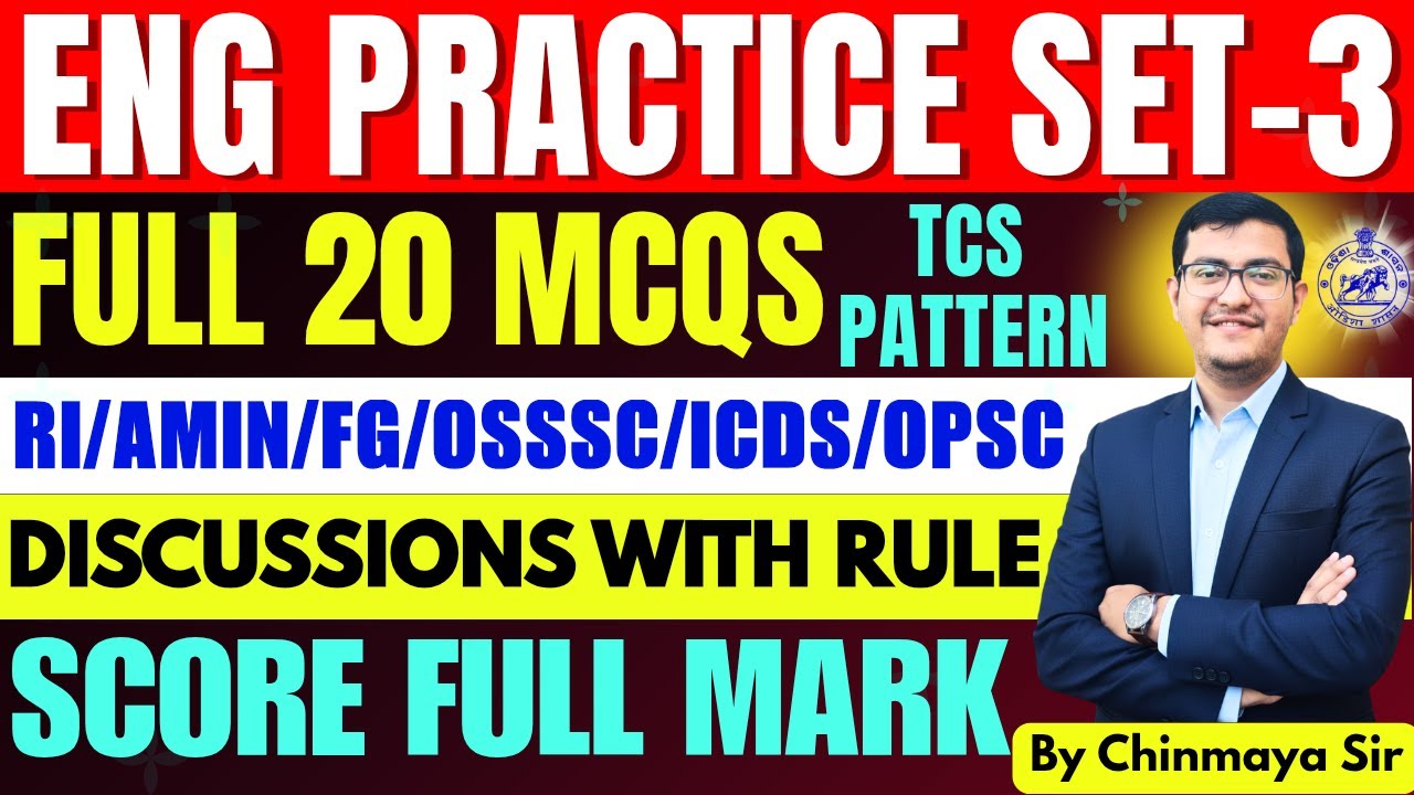 English Practice Set 3 | 20 Most Imp Questions | TCS Pattern| RI, ICDS,FG,EC, SI, OSSSC OSSC| CP SIR