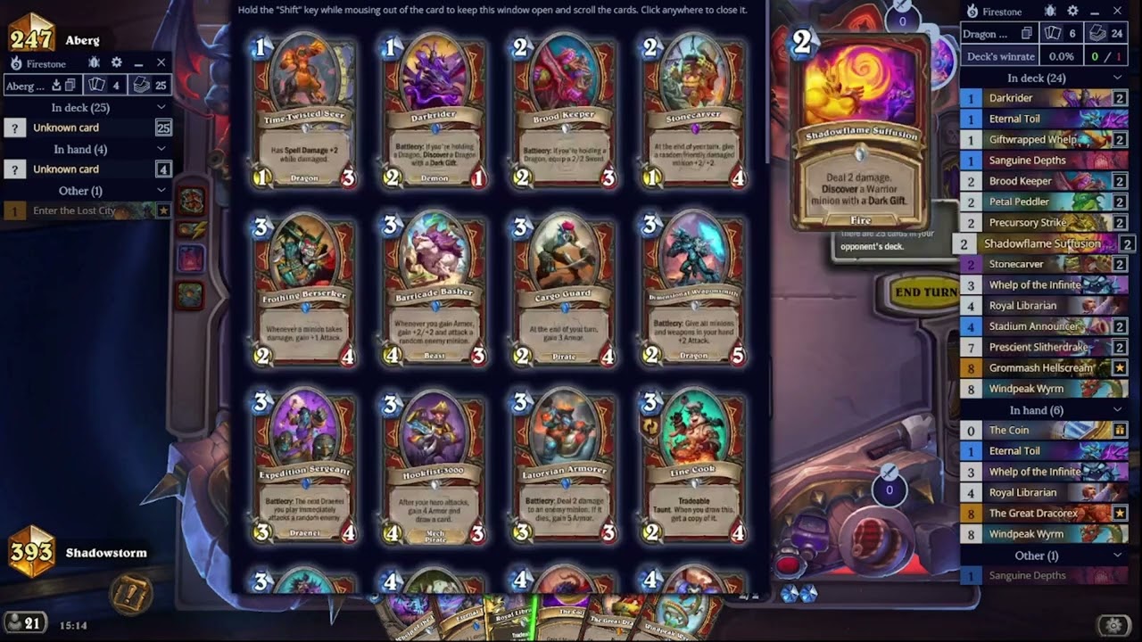 Hearthstone Echoes of the Infinite Dragon Warrior: Running out of steam turn 5 is a problem