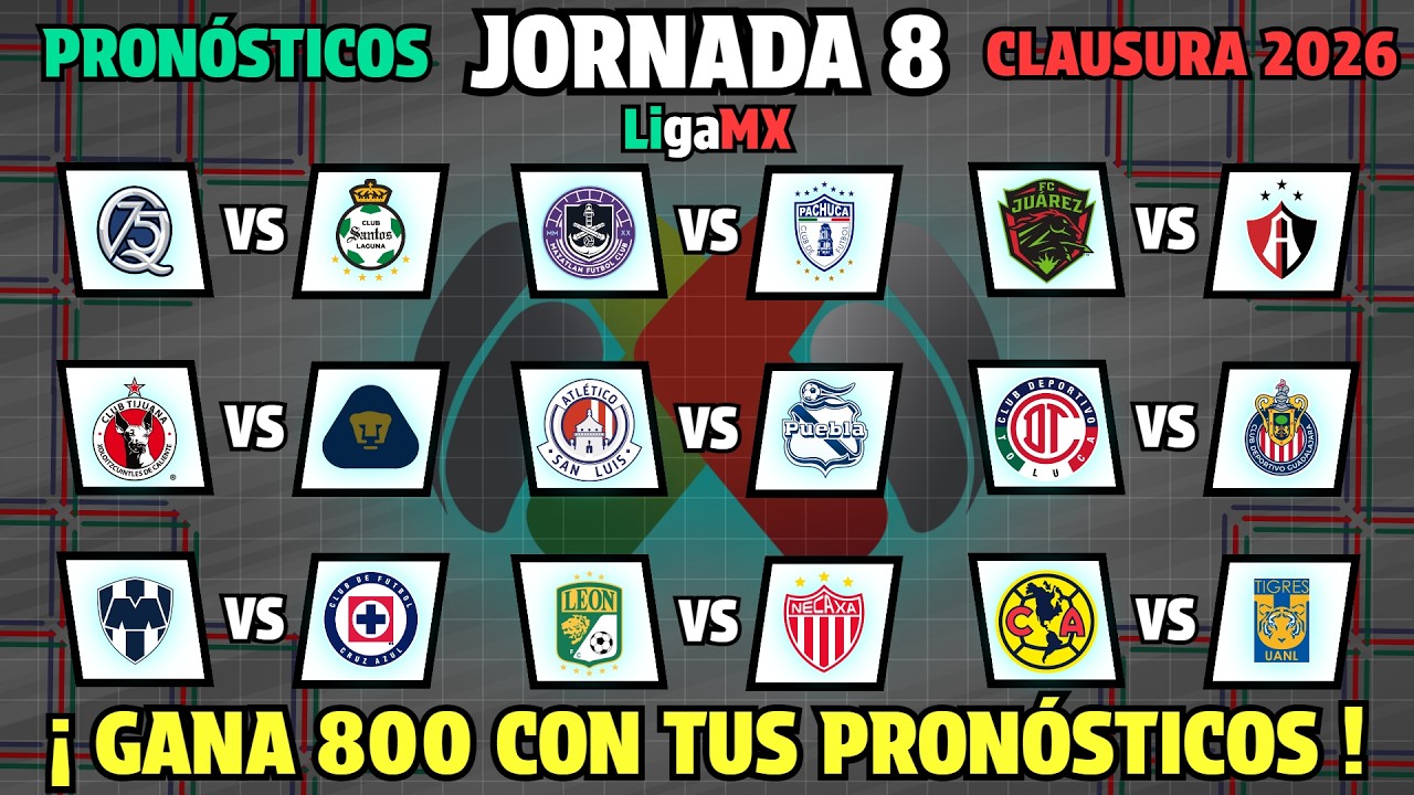 PRONÓSTICOS para la JORNADA 8 Liga MX CLAUSURA 2026