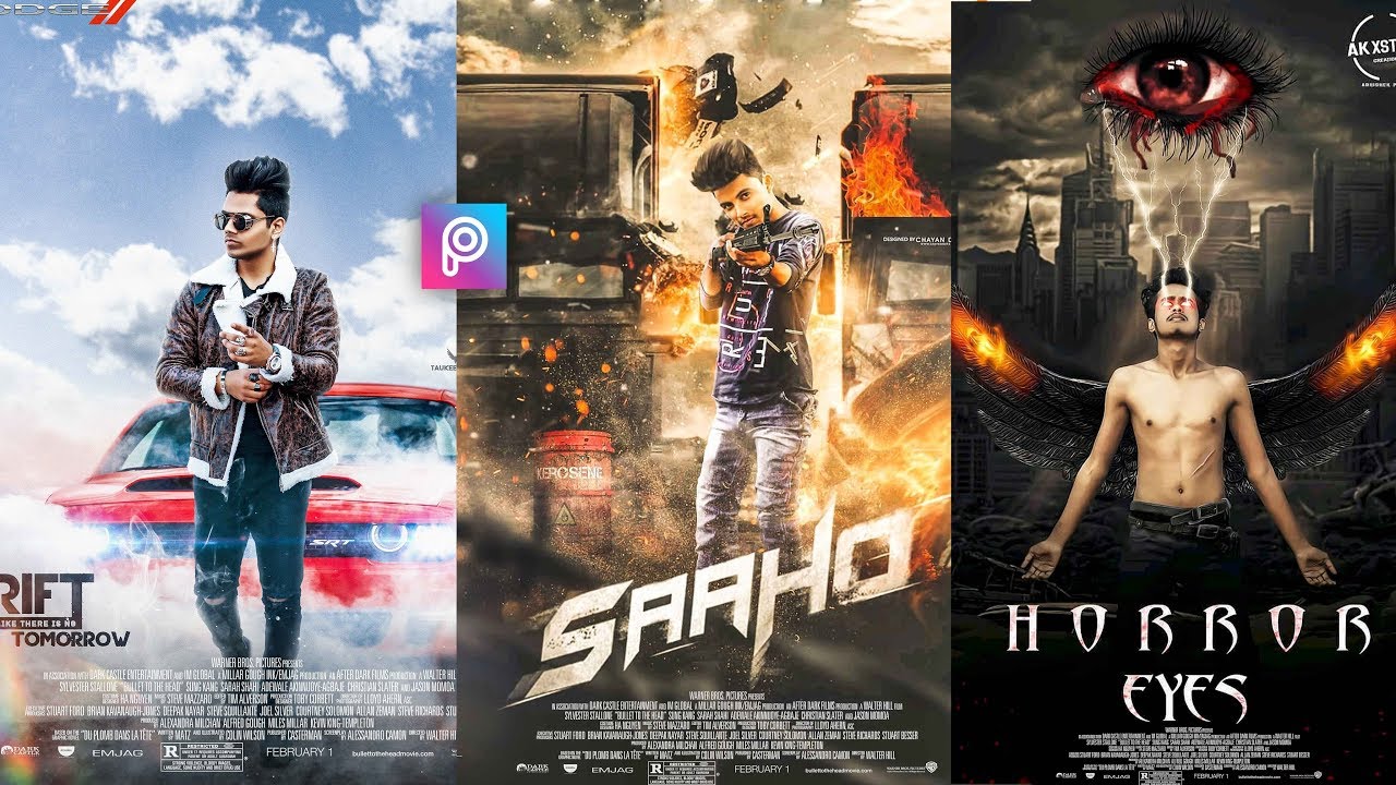 PicsArt Movie Poster Design Photo Editing tutorial in picsart Step by Step in Hindi - Taukeer Editz