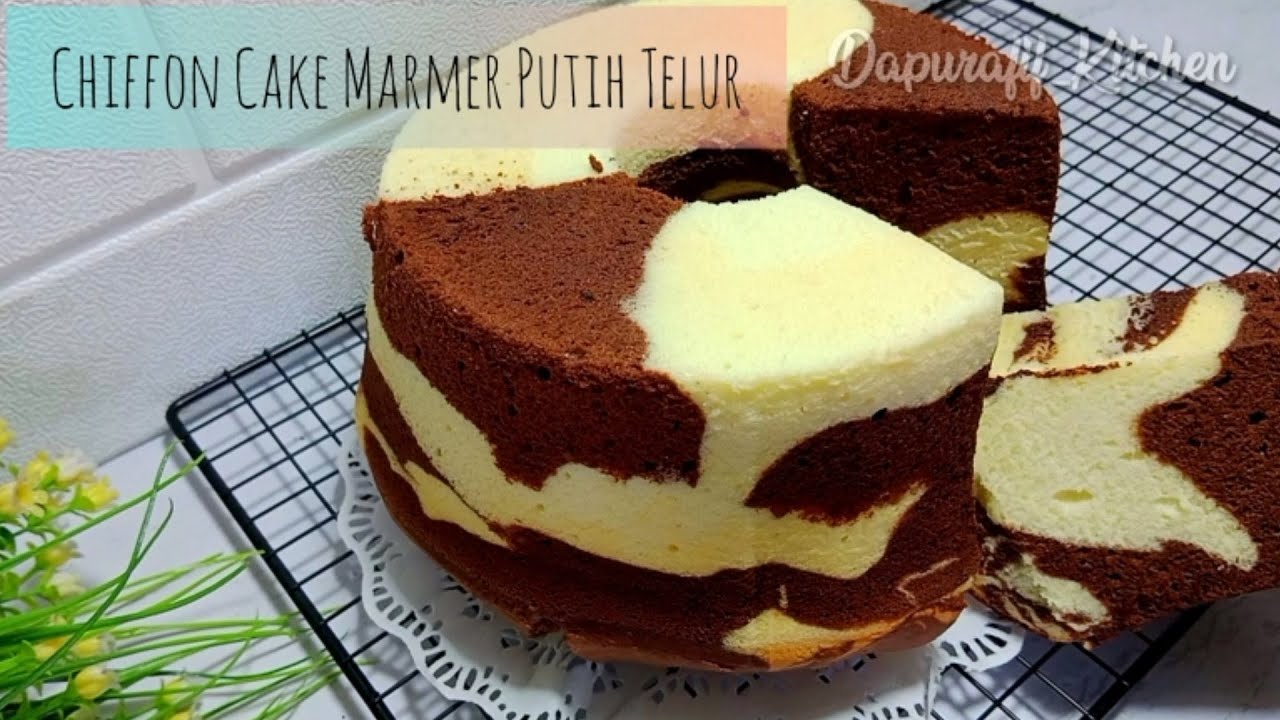 CHIFFON CAKE MARMER PUTIH TELUR Super Lembut dan Moist