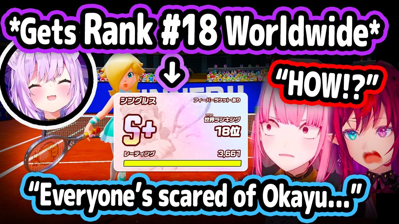Even HoloEN Are Scared Of Okayu Being Cracked In Mario Tennis and High Ranked Worldwide【Hololive】