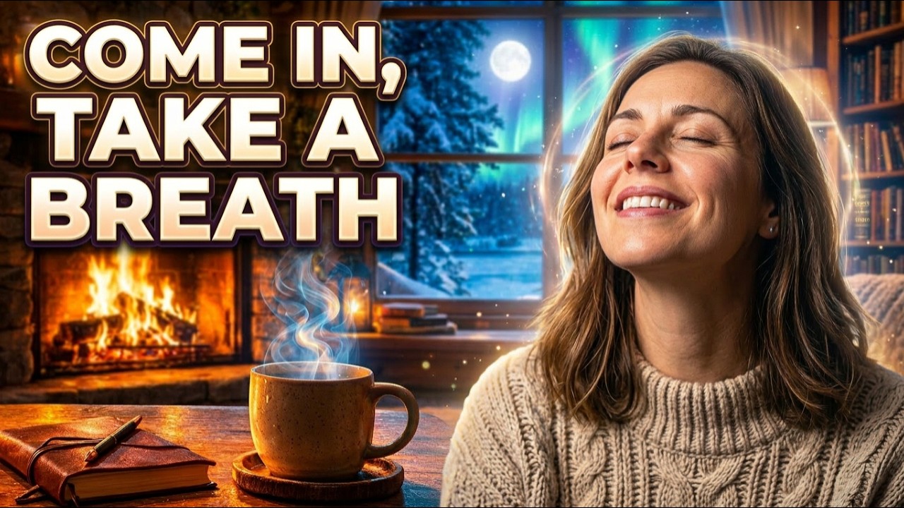 20 Minute Nervous System Reset ❄️ Cozy Bookshop Fireplace & Soft Jazz | Overwhelm Relief