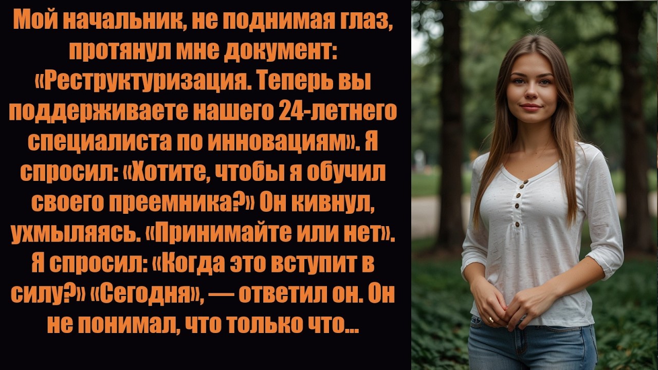 Начальник урезал мне зарплату и заставил меня работать на 24-летнего парня — и быстро об этом пожал.