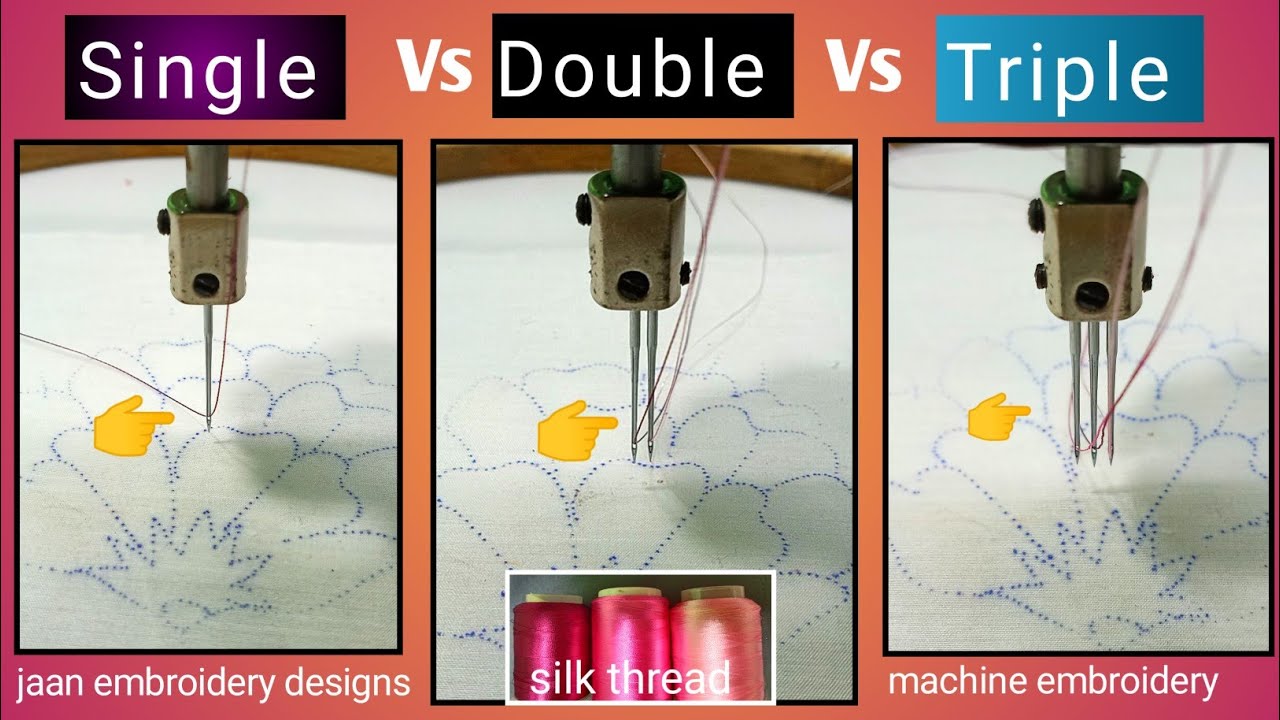 3 different types needle work with embroidery machine / 3 needle machine embroidery