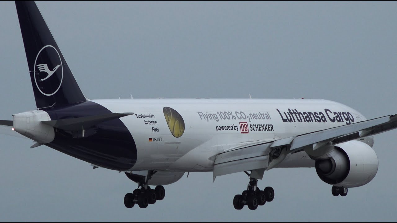 Lufthansa Cargo Flying 100% CO₂ neutral Livery Boeing 777F D-ALFG Landing at NRT 16R