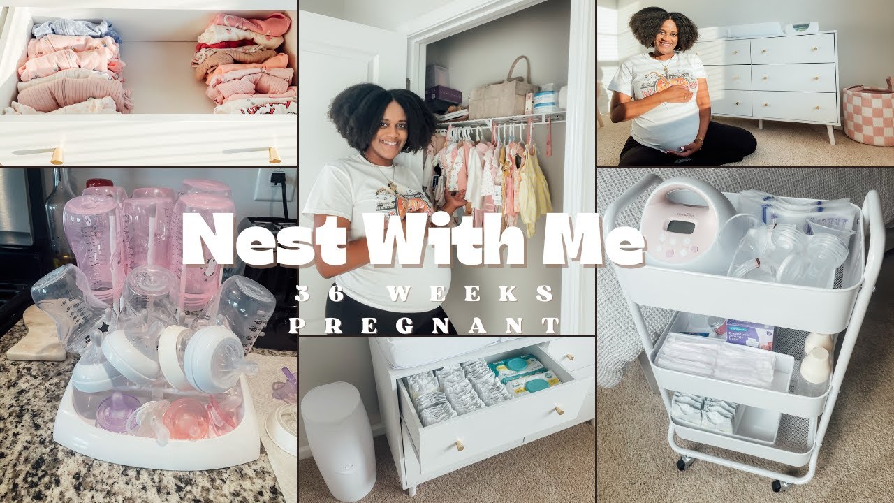 Nest With Me at 36 Weeks Pregnant| Organizing Dresser, Sterilizing Bottles, Nursing/Diaper Cart