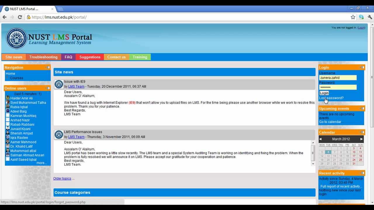 How to recover LMS account password