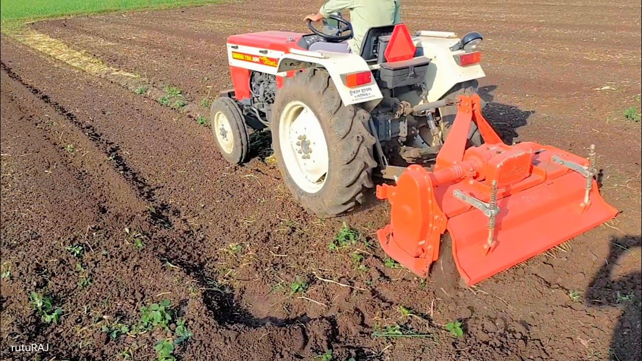 | Swaraj 724 xm orchard performance with 5 feet Landforce Rotavator | #tractorvideos #farmingvideos