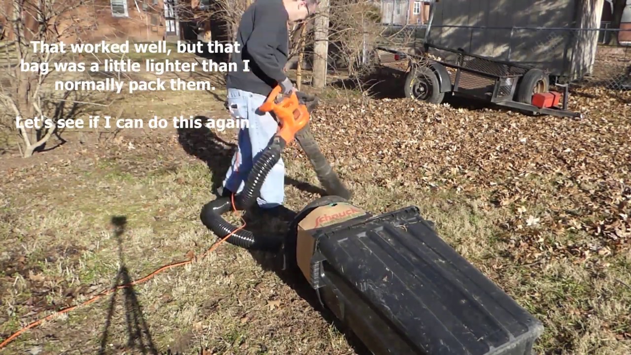 Vacuuming Leaves Directly Into A Paper Yard Waste Bag