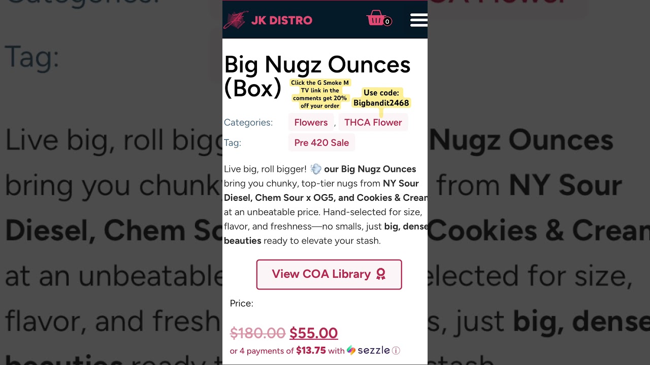 Jk Distro THCA review coming soon get 20% off use code bigbandit2468. The link is in the comments.