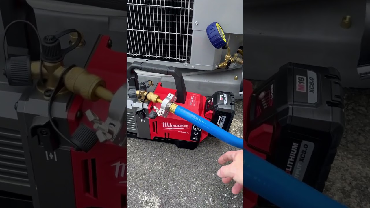 Using the Milwaukee M18 vacuum pump. #hvac #hvacr #refrigerant