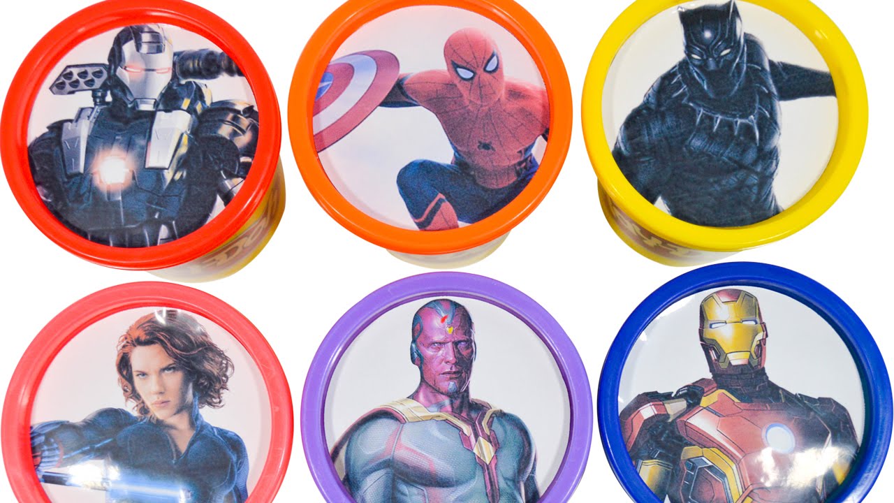Marvel's Captain America Civil: War Play Doh Cans Team Iron Man Learn Colors Marvel Toy Surprises