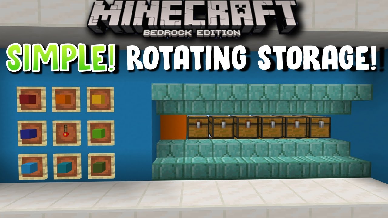 How To Make A ROTATING Storage System Minecraft Bedrock Redstone Tutorial!