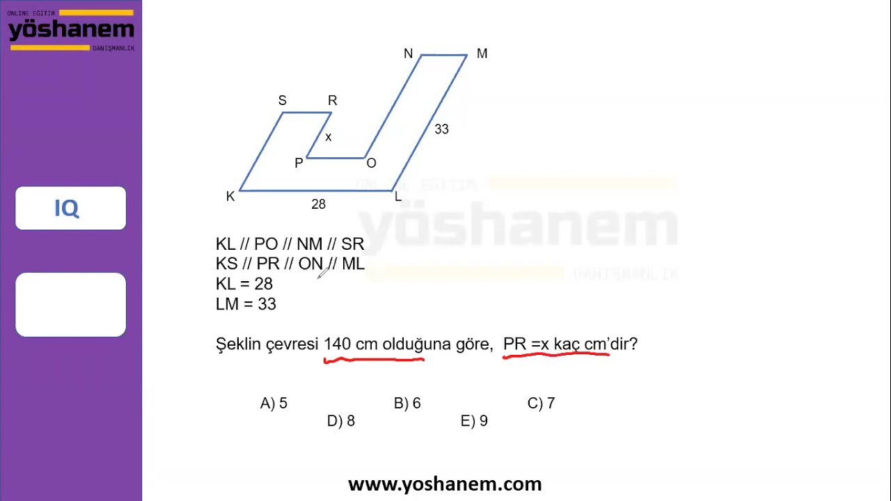 Çevre - Alan  Sorusu / Yeni Tarz IQ-Sayısal Mantık Soruları #onlineyöskursu #yöskursu