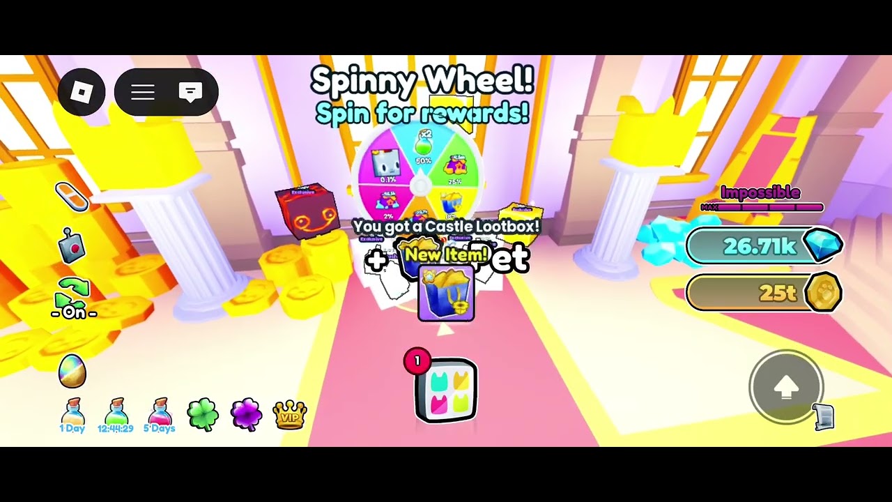 Spending 1m gems on the spinny wheel in pet sim x enhanced