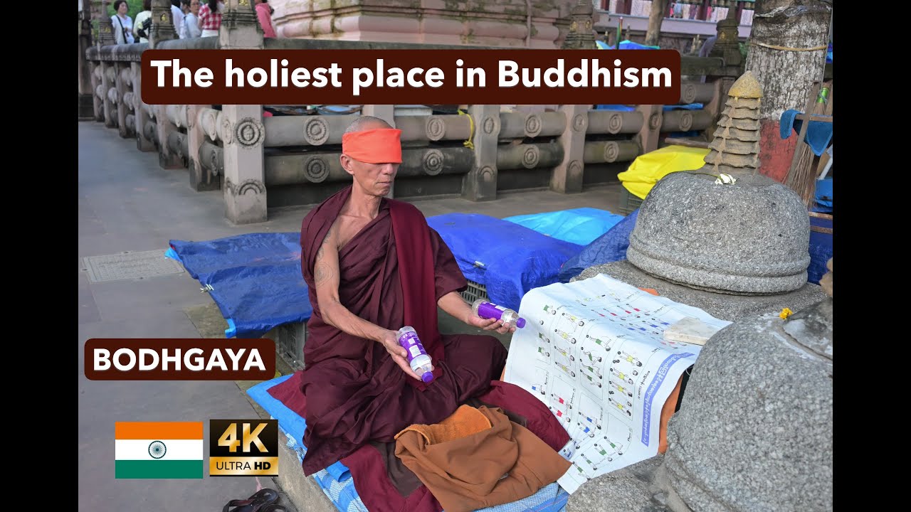 4K HD Bodh Gaya Bihar India, the holiest place in Buddhism place where Buddha attained enlightenment