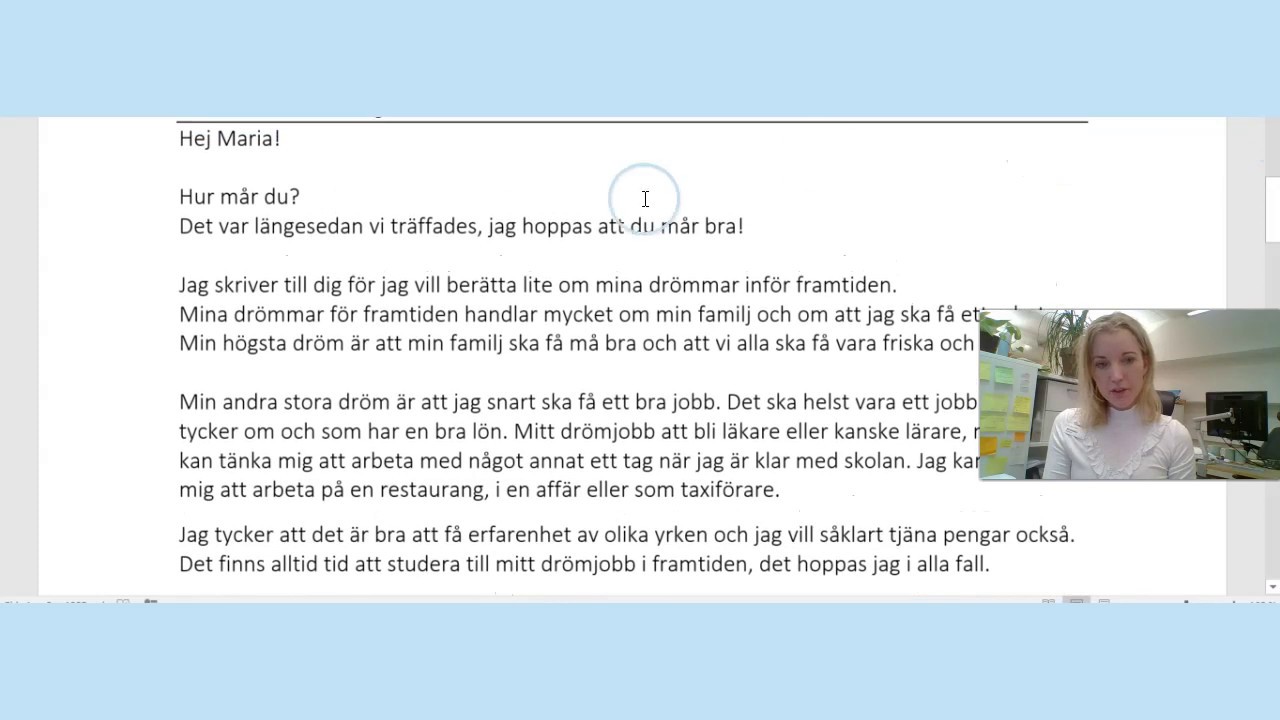 Berättande text eller mail/brev i personlig form