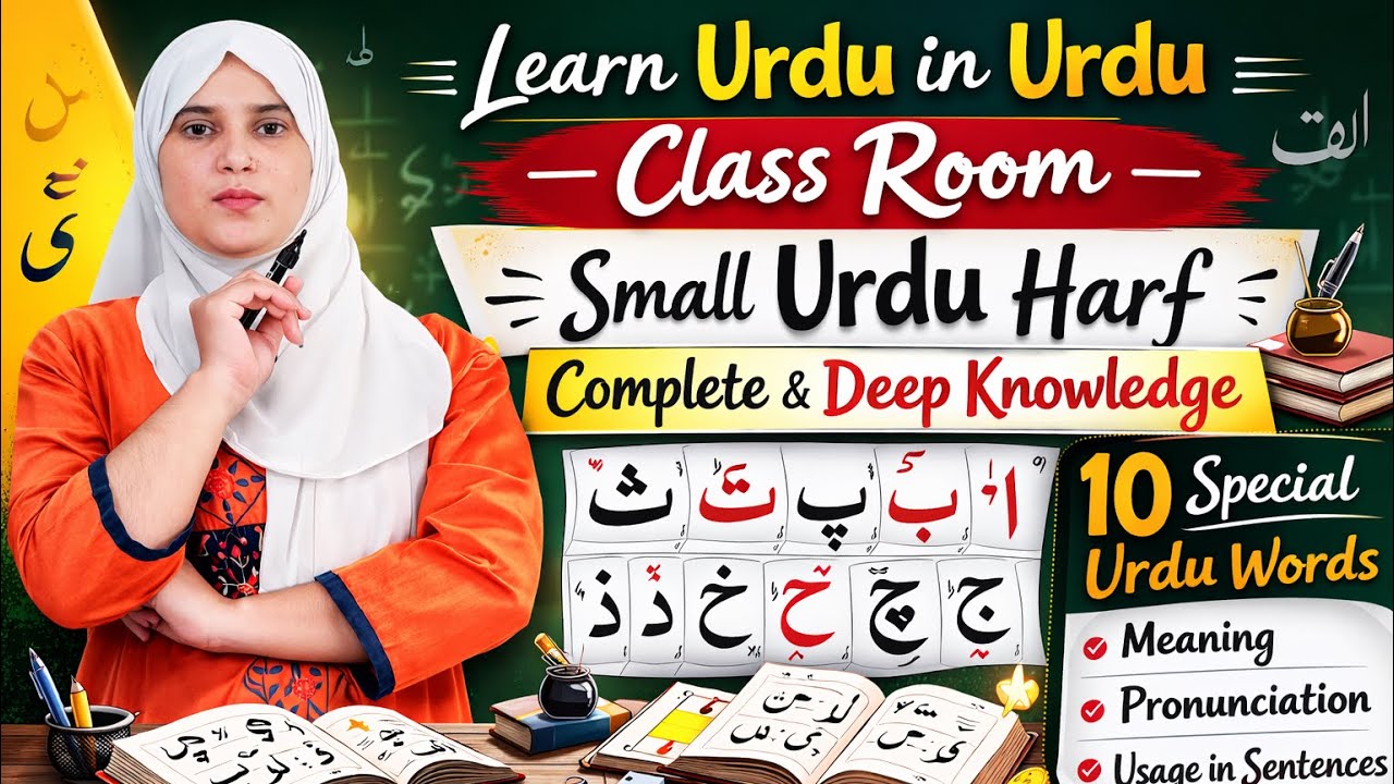 उर्दू सीखना शुरू करें | छोटे उर्दू हर्फ + 10 खास शब्द | हिंदी में आसान क्लास